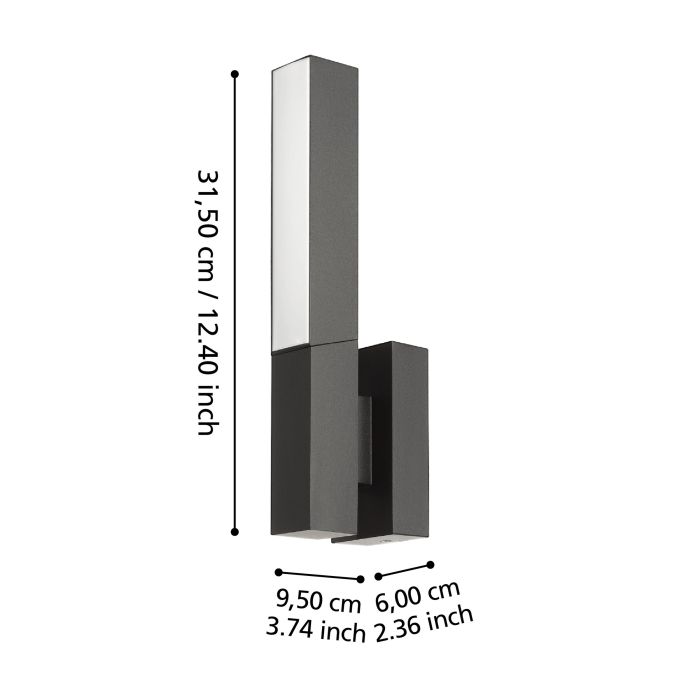 Sieninis LED Lauko šviestuvas EGLO UGENTO IP44 2x4,5W 3000K 2x460lm juodos sp 6,7x9,5x32cm - 6