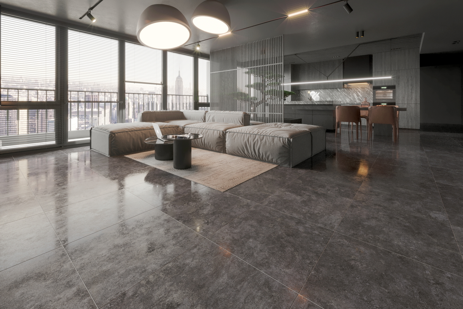 Akmens masės plytelės IRON ANTHRACITE, matinės, rekt., 600 x 1200 mm-1
