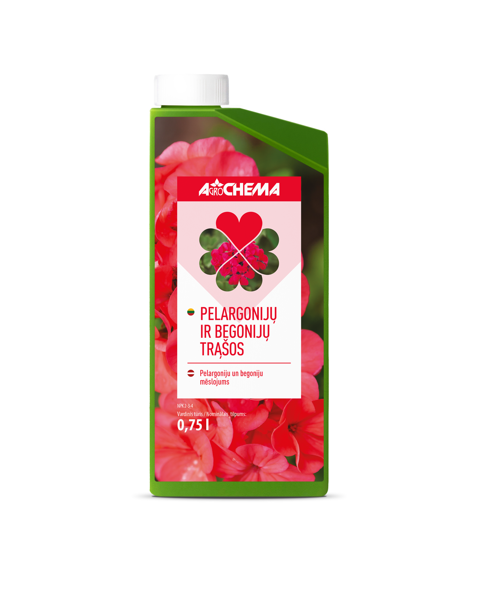 Skystos pelargonijų ir begonijų trąšos AGROCHEMA, 0,75 L-0