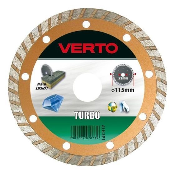 Deimantinis pjovimo diskas VERTO Turbo, 230 mm