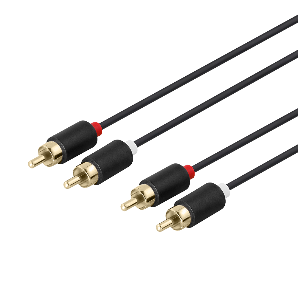 Audio kabelis DELTACO, 2xRCA, paauksuotos jungtys, 5m, juodas