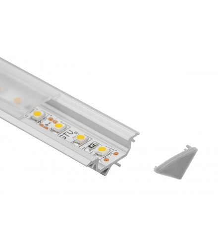 LED juostų profilio komplektas 2 m, kampinis, 45 laipsnių, paviršinio montavimo-0