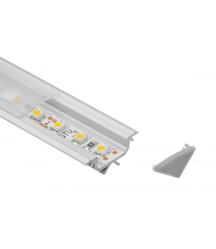 LED juostų profilio komplektas 2 m, kampinis, 45 laipsnių, paviršinio montavimo