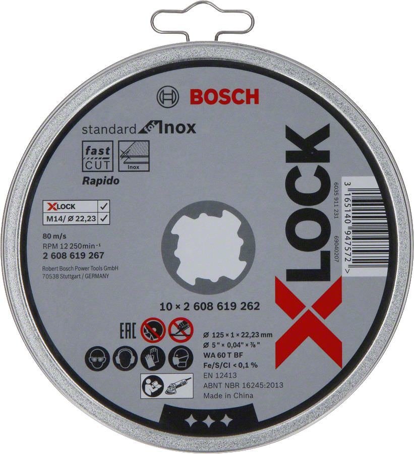 Plieno pjovimo diskas BOSCH X-Lock, 125 x 1,0 x 22,23 mm, WA 60 T BF, 10 vnt.
