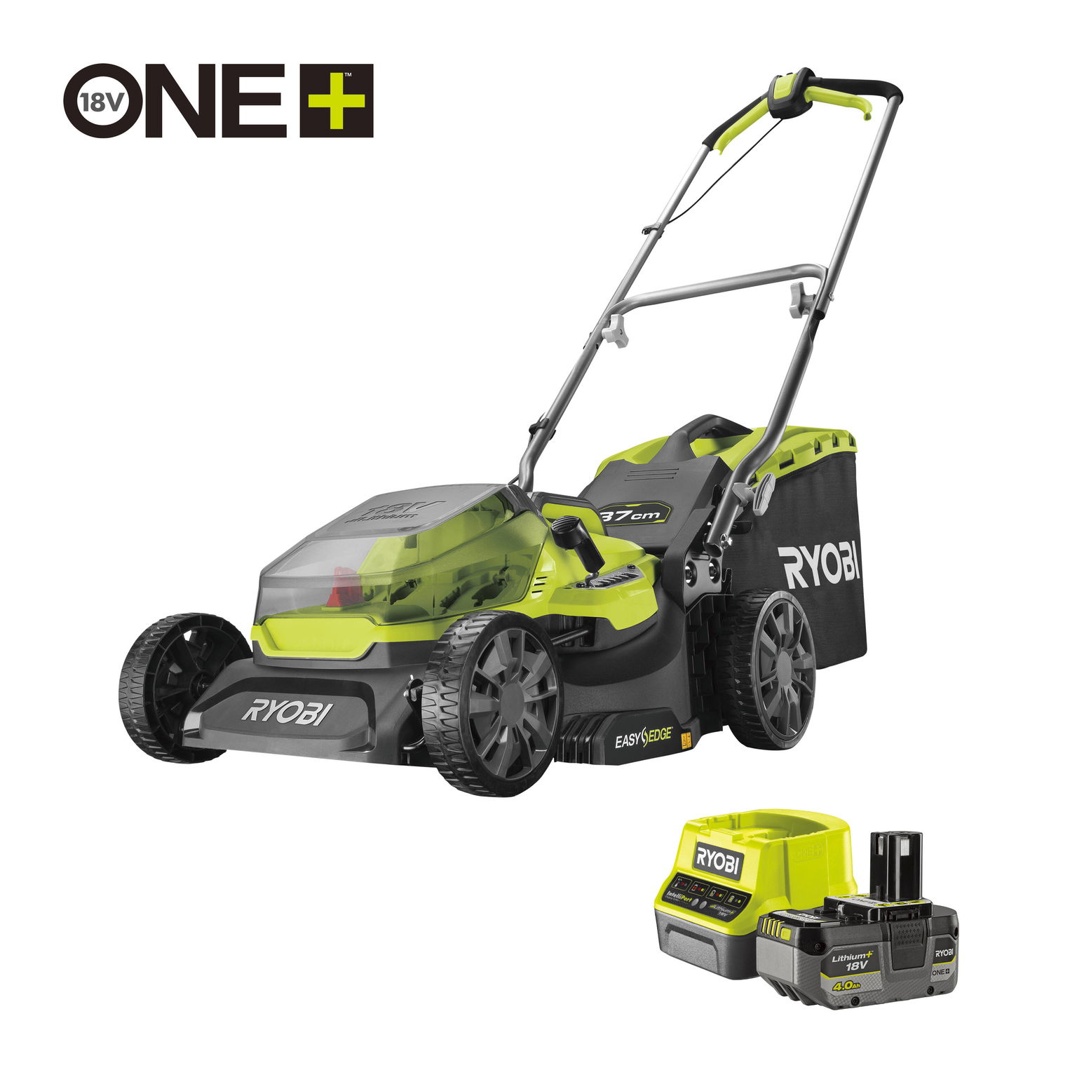 Akumuliatorinė vejapjovė RYOBI ONE+ RY18LM37A-140, 18 V, 4,0 Ah, 37 cm, 45 l - 1