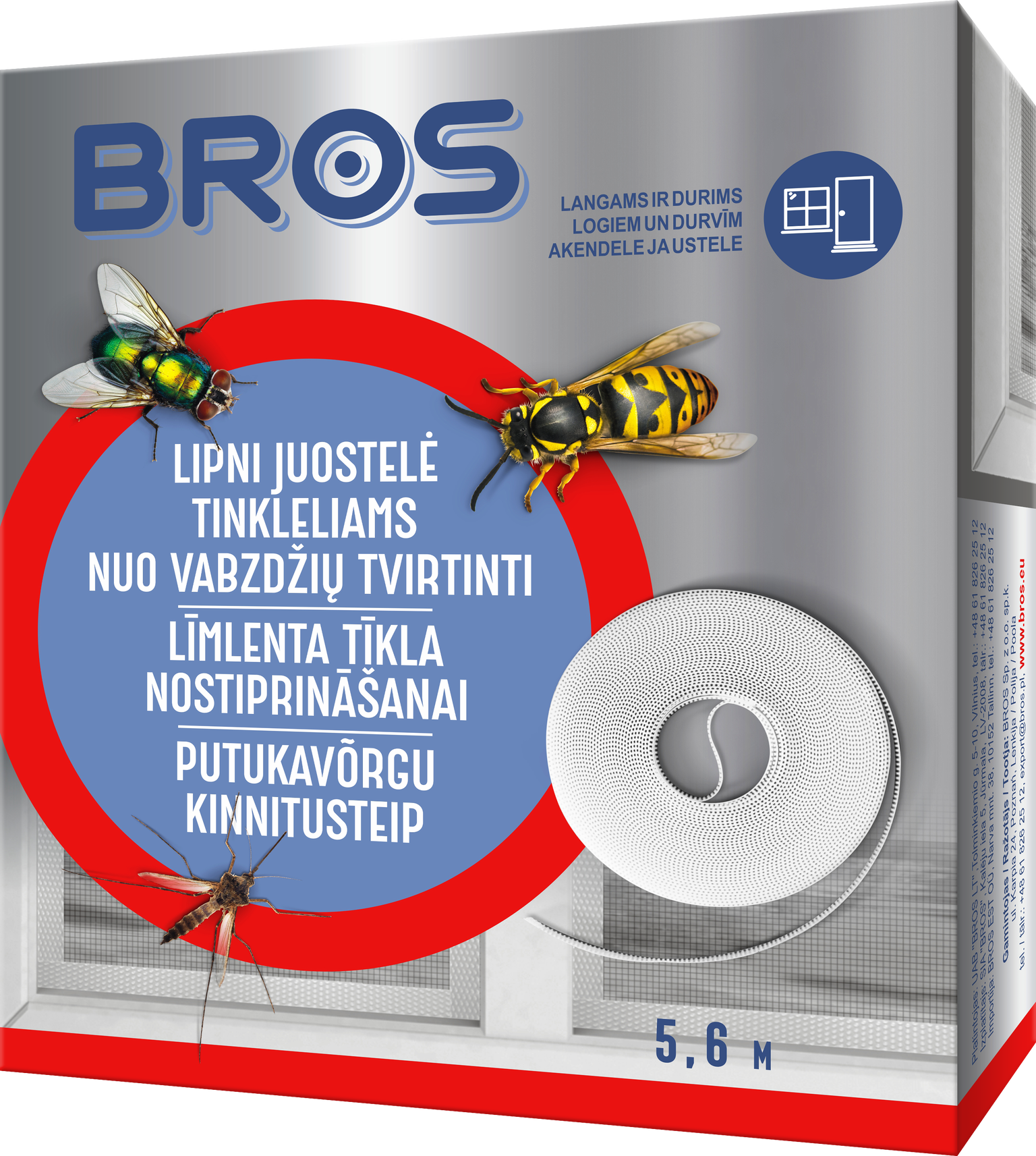 Lipni langų tinklelių juosta BROS, 5,6 m-0