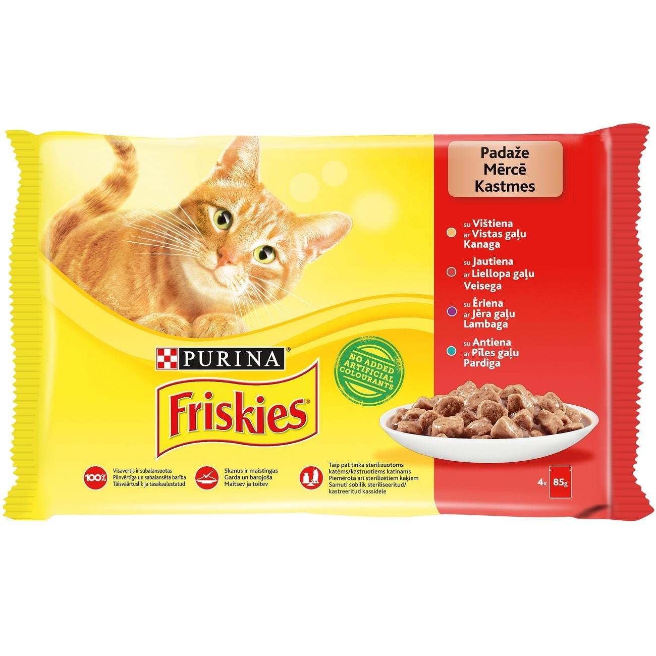Mėsos konservai katėms FRISKIES, 4 x 85 g