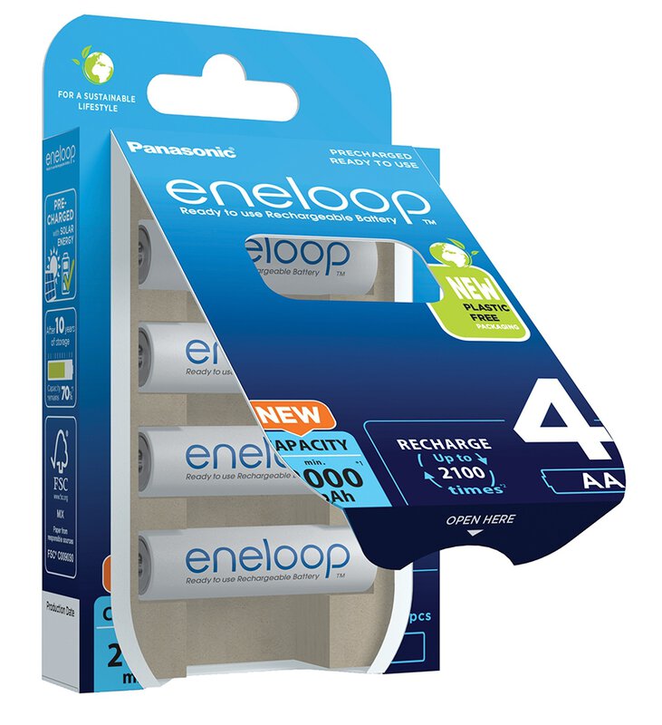 Elementai PANASONIC ENELOOP, įkraunami, AA, 2000, 4 vnt. - 3