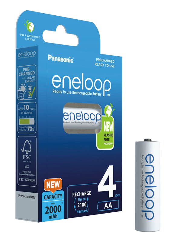 Elementai PANASONIC ENELOOP, įkraunami, AAA, 2000, 4 vnt.