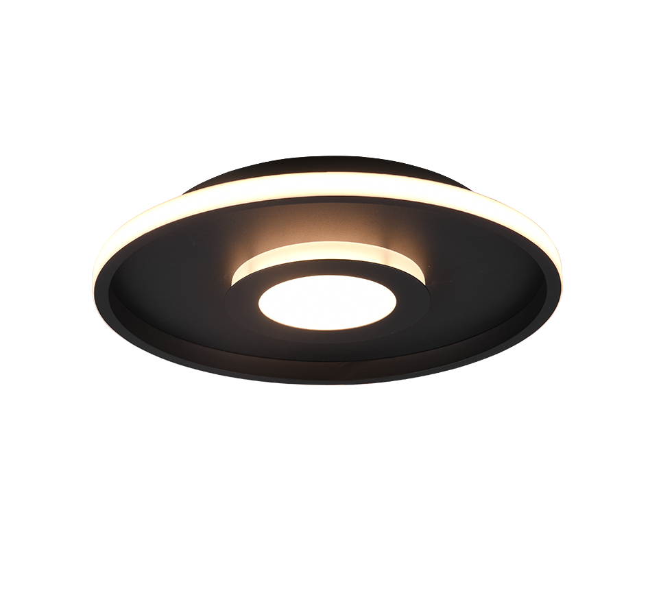 Lubinis LED šviestuvas TRIO Ascari, 35W, 3000K, 4100lm, juodos sp., ø40 x 6 cm