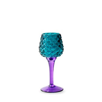 Stiklinė žvakidė JODECO LAMP, violetinės/žalsvos sp., 8 x 19 cm-0