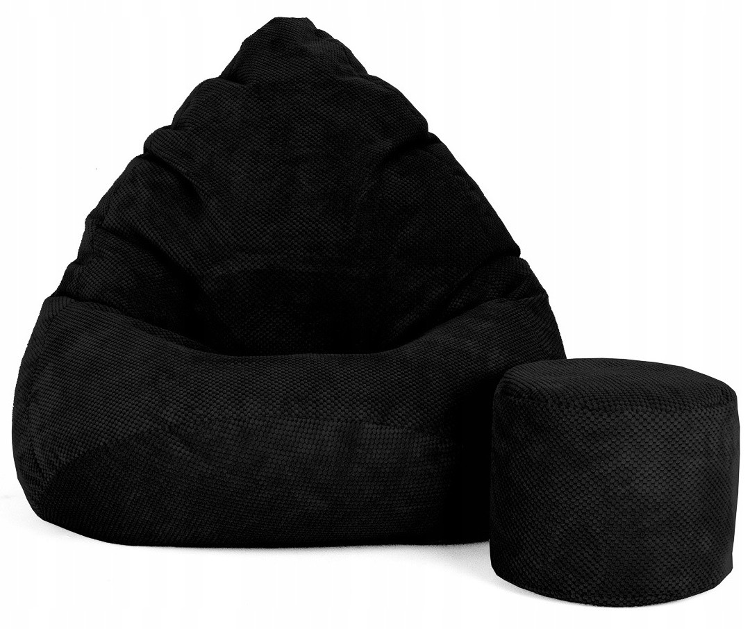 Sėdmaišis su pufu Mega Dot Velour XL, 90x120 cm, juodas - 5