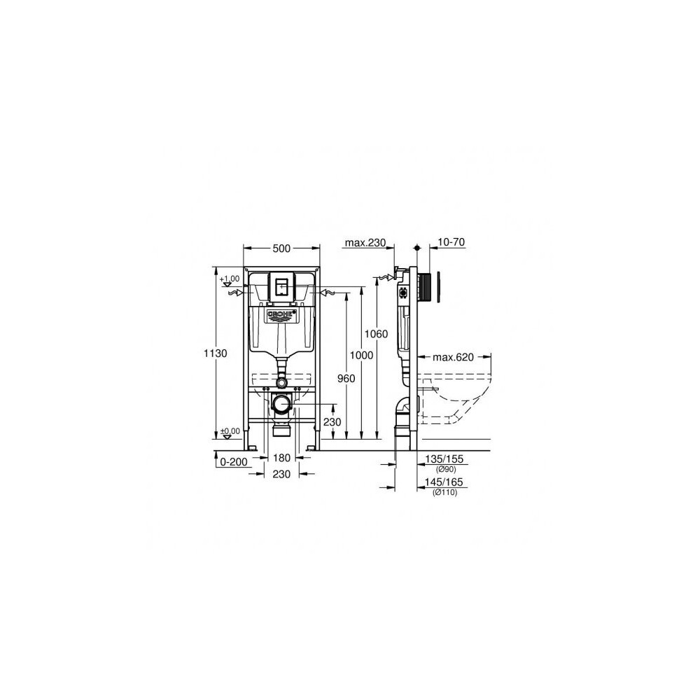 Potinkinis unitazo rėmas GROHE Rapid SL 3in1, mygtukas matinės juodos sp., su laikikliais-1
