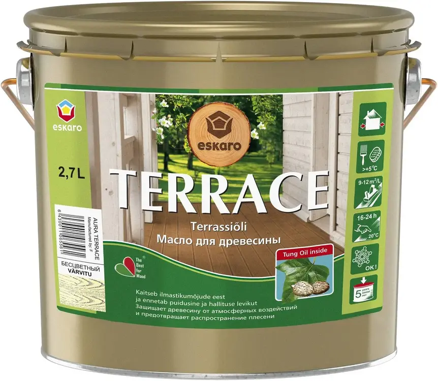 Natūralus tungamedžio aliejus terasoms ESKARO TERRACE, 2,7 l-0