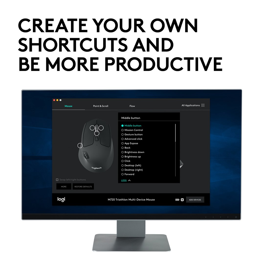 Kompiuterio pelė Logitech M720 bluetooth, juoda - 6