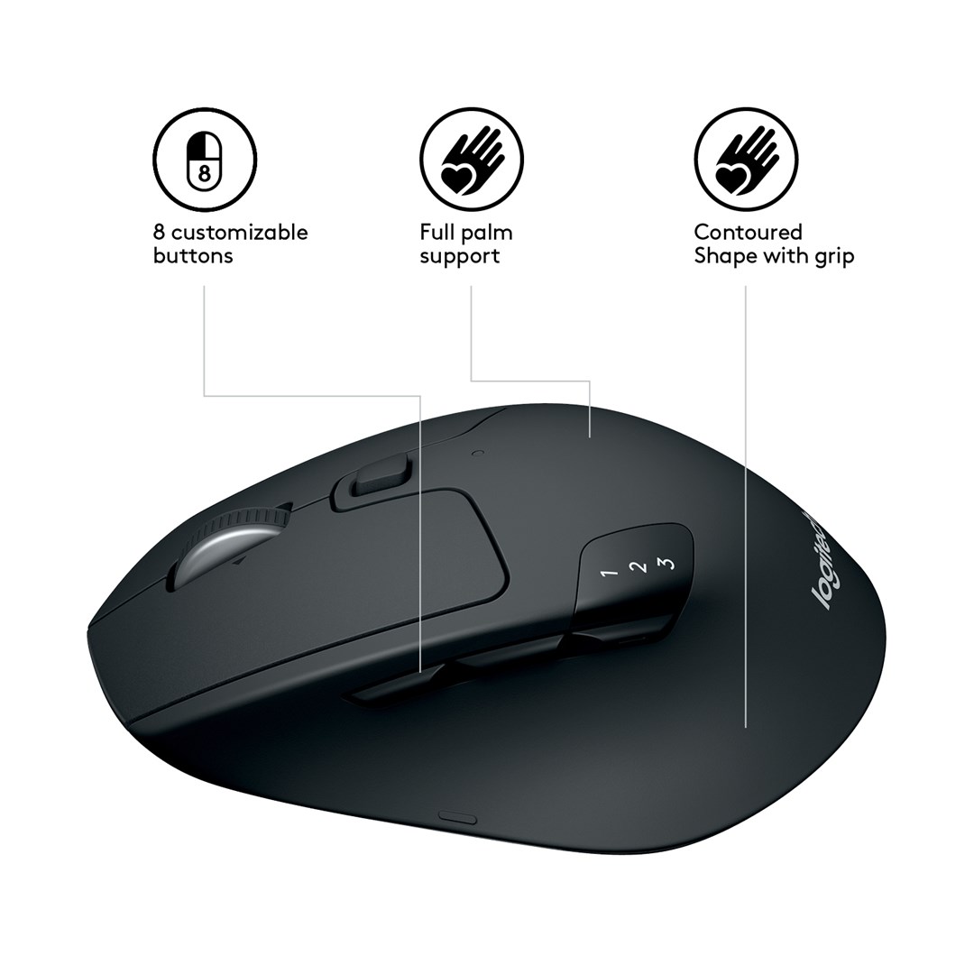 Kompiuterio pelė Logitech M720 bluetooth, juoda - 4