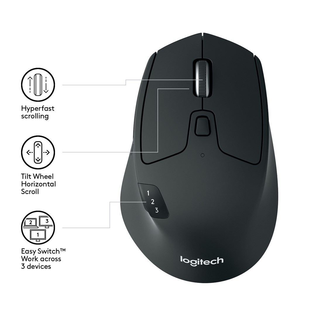 Kompiuterio pelė Logitech M720 bluetooth, juoda - 3