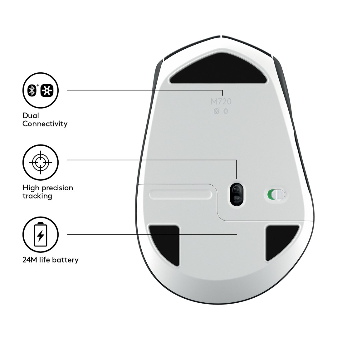 Kompiuterio pelė Logitech M720 bluetooth, juoda - 5