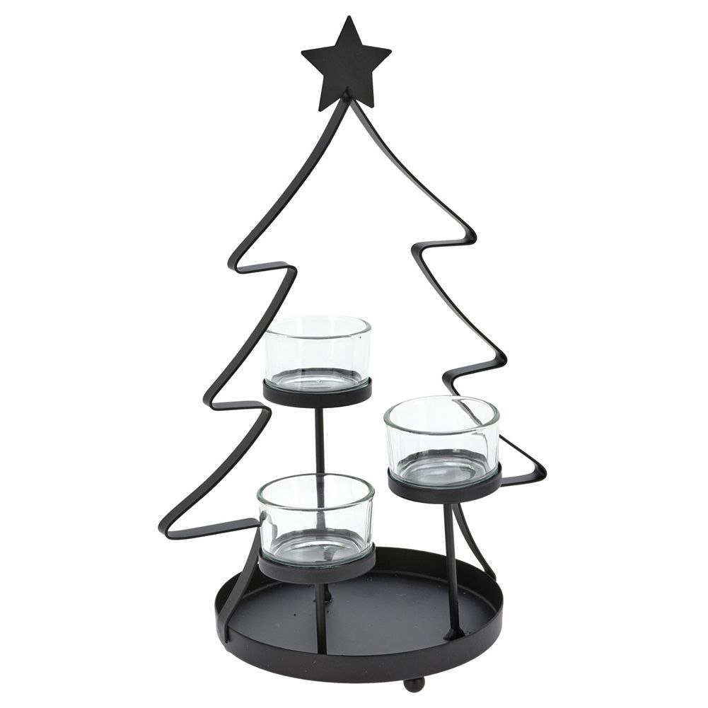 Metalinė žvakidė TREE, juodos sp., 29 cm - 2