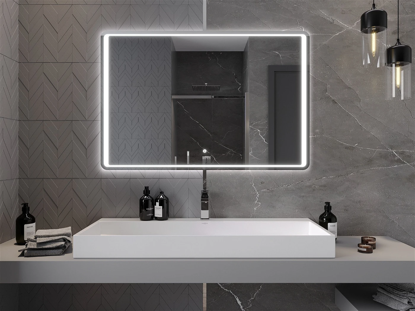 Vonios veidrodis Mexen Zusa su LED apšvietimu ir šildymo kilimėliu, 120 x 80 cm - 4