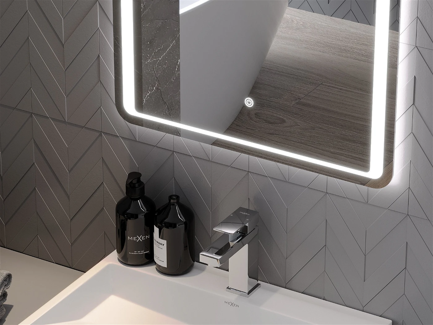 Vonios veidrodis Mexen Zusa su LED apšvietimu ir šildymo kilimėliu, 120 x 80 cm - 5