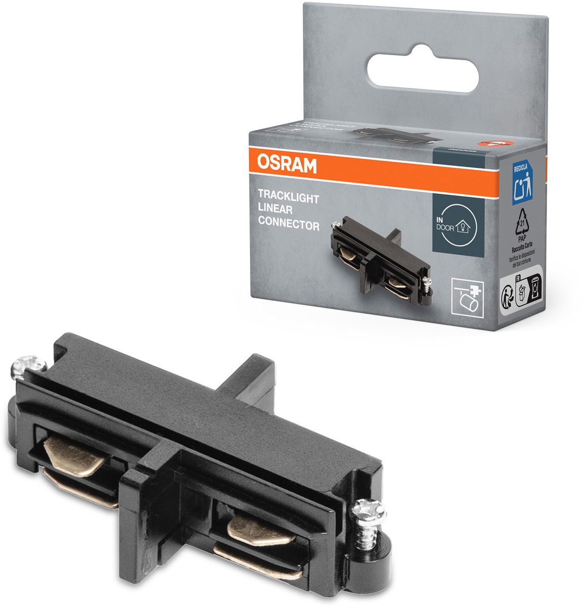 Vienfazio taškinių šviestuvų bėgelio jungtis OSRAM TRACKLIGHT, tiesi, juoda-0