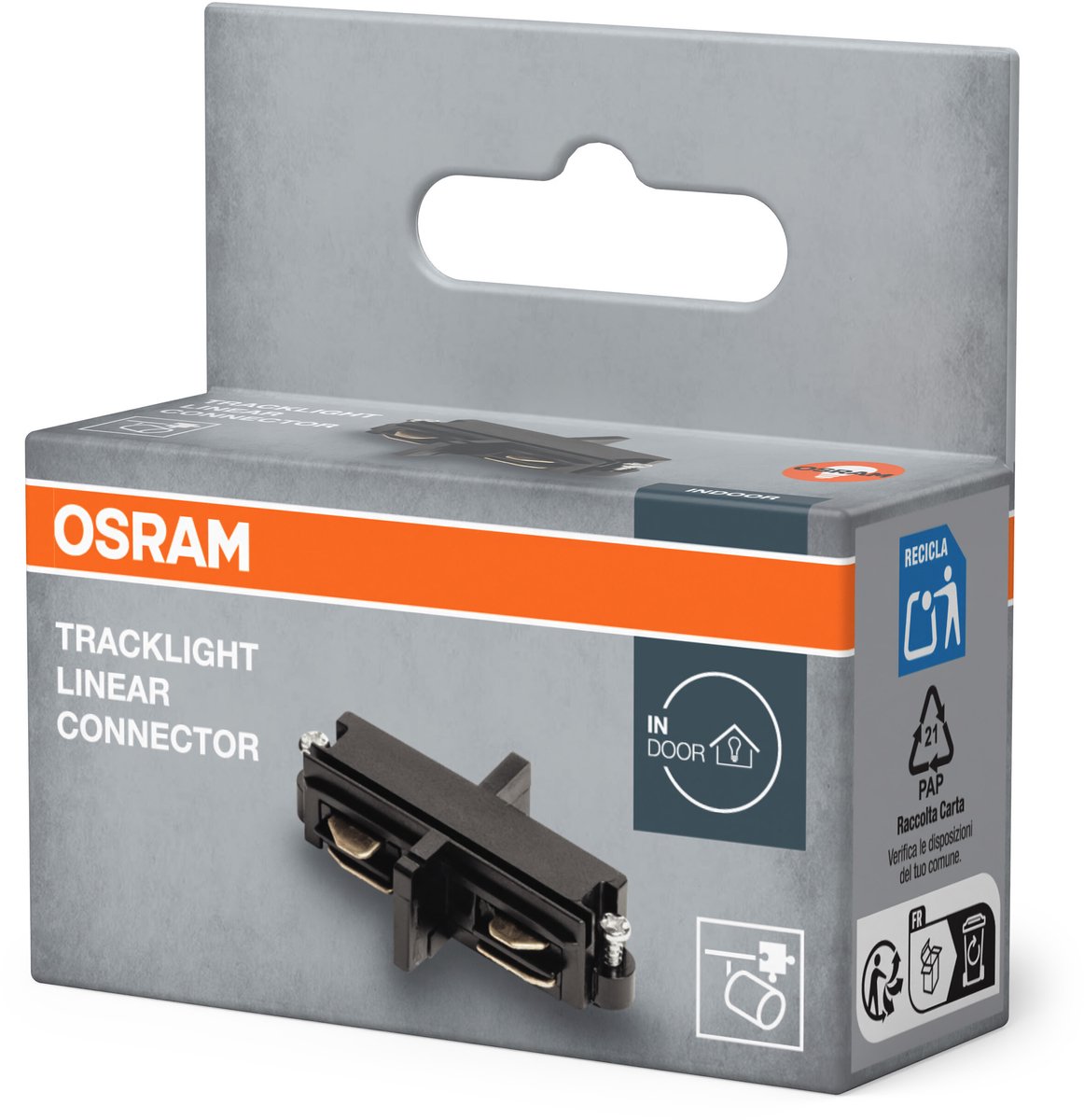 Vienfazio taškinių šviestuvų bėgelio jungtis OSRAM TRACKLIGHT, tiesi, juoda - 3