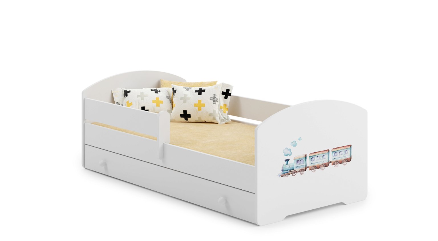 Vaikiška lova su stalčiumi LUK Bar Train, 140x70 cm