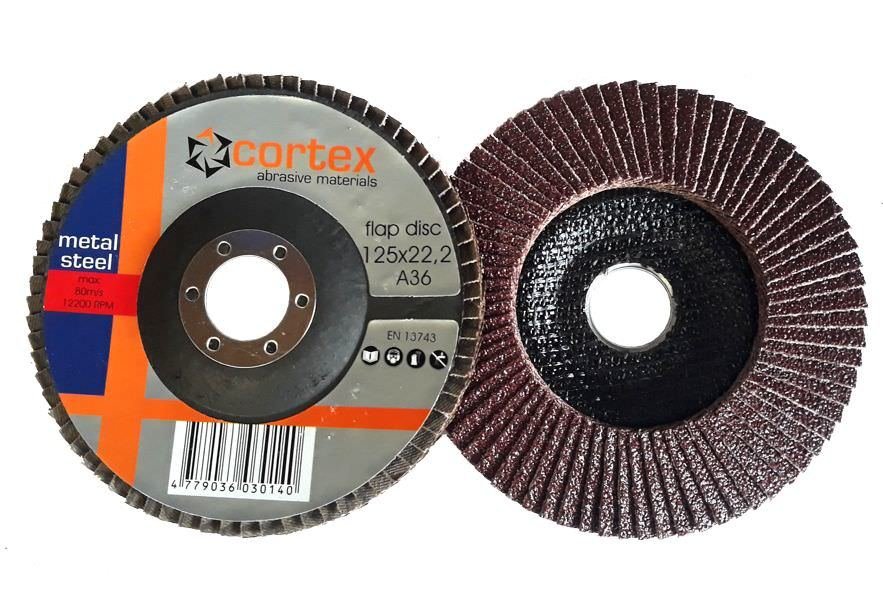 Žiedlapinis šlifavimo diskas CORTEX, 125 x 22 mm, P36, aliuminio oksidas
