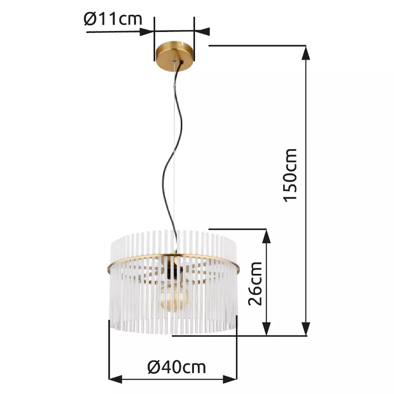 Pakabinamas šviestuvas GLOBO GORLEY, 1xE27, 60W, 230V,  metalinis, aukso sp, ø40x150cm - 5