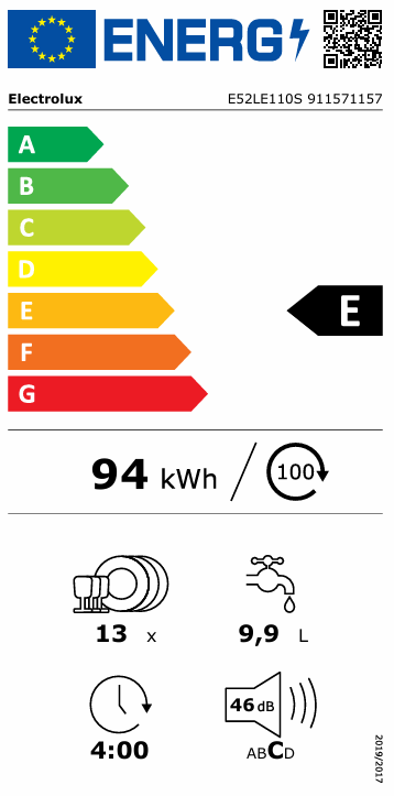 Įmontuojama indaplovė ELECTROLUX E52LE110S - 4