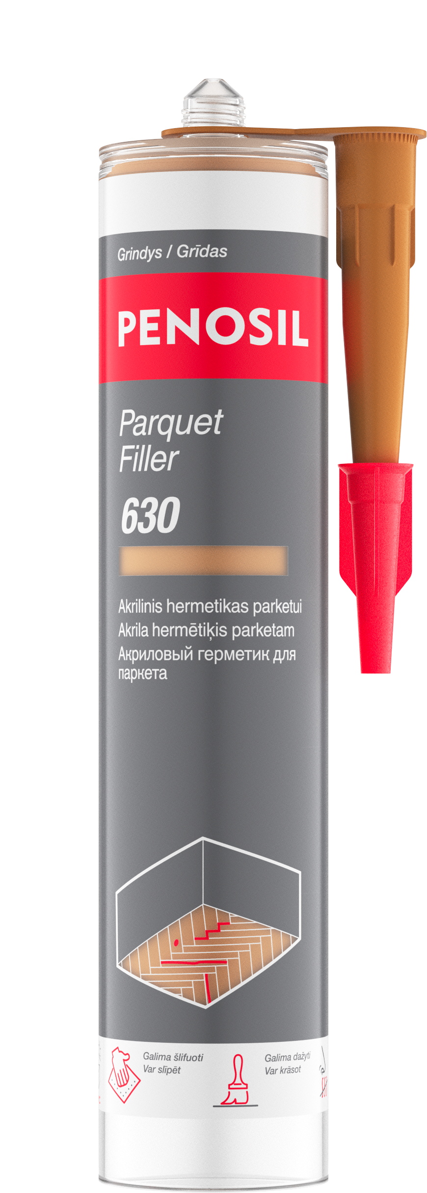 Parketo glaistas PENOSIL PARQUET FILLER 630 PF106, rausvai rudo alksnio sp., 300 ml-0
