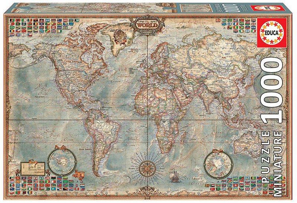 Dėlionė POLITICAL MAP OF THE WORLD "MINIATURE", 12-99 metų, 1000 dalių