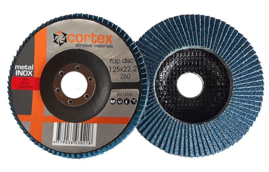 Žiedlapinis šlifavimo diskas CORTEX, 125 x 22 mm, Z60, cirkonis