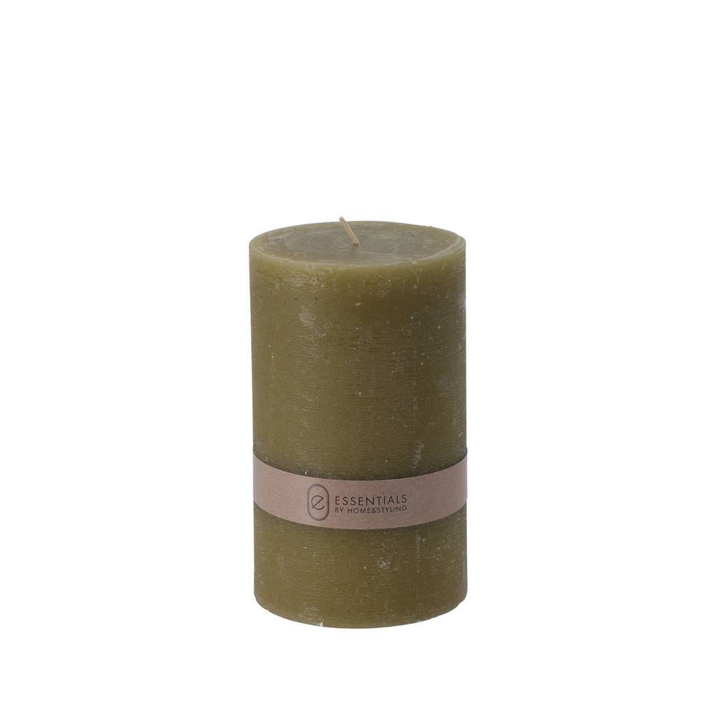 Cilindrinė žvakė ESSENTIALS Olive, šviesiai alyvinės sp., 7 x 14 cm-0