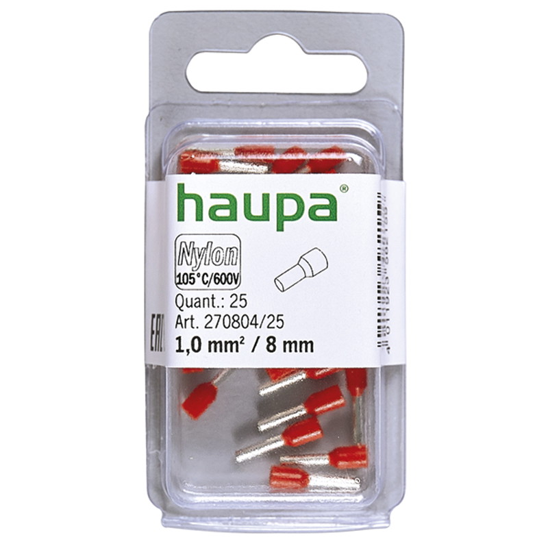 Antgalis laidų sujungimui HAUPA, 1,0/8, raudonos sp.-0