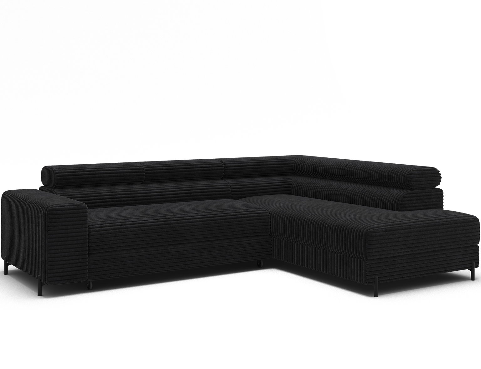 Kampinė sofa - lova Colesio, juoda sp., dešininė, 200 x 274 cm x 93 cm - 3