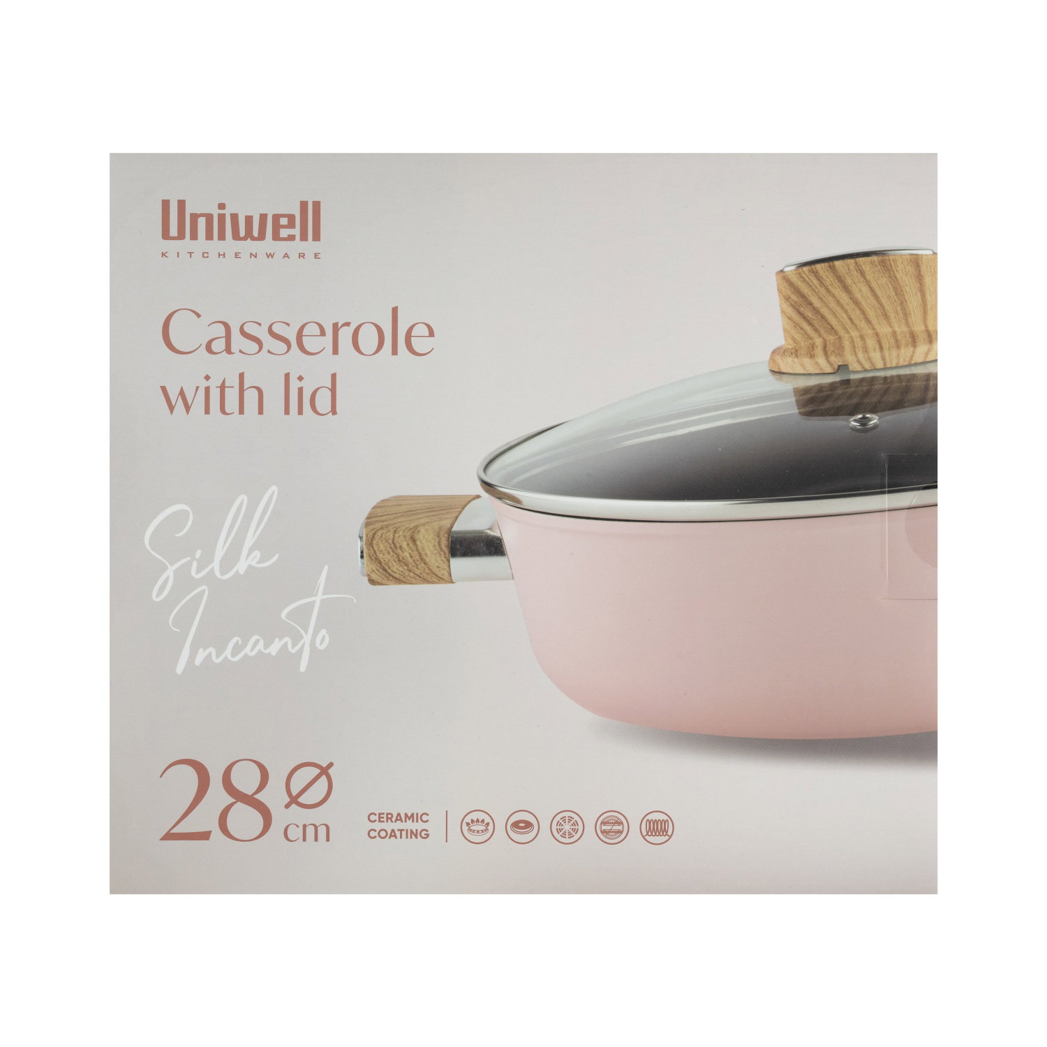 Keraminis puodas su dangčiu UNIWELL, tinka indukc., 28 cm-1