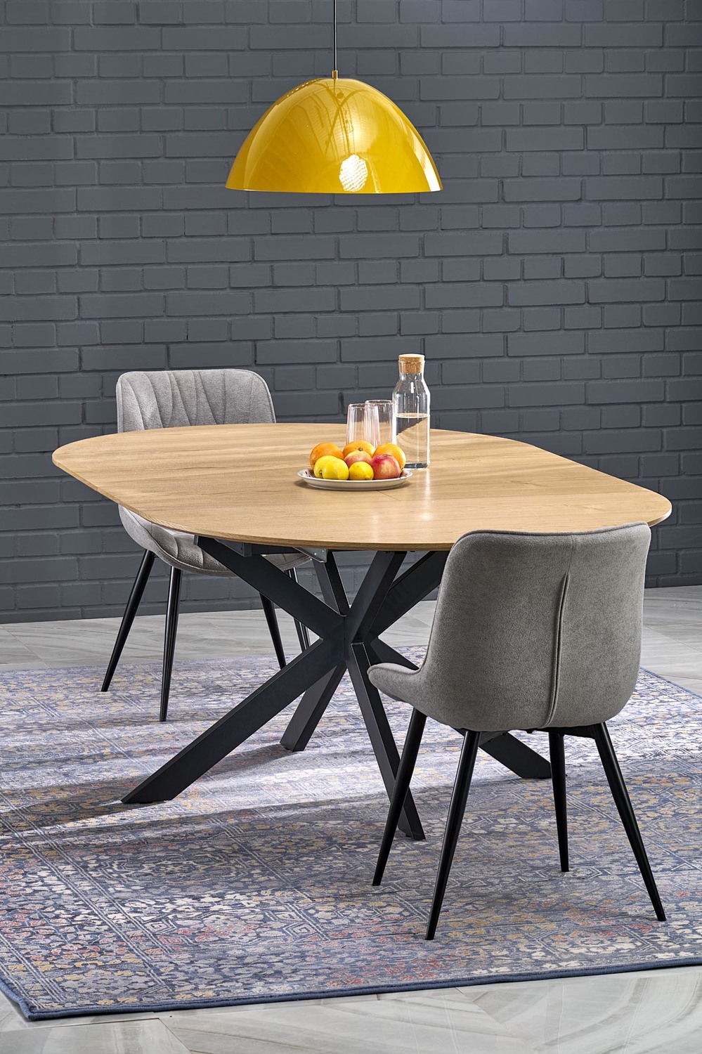 Valgomojo stalas ACORD, 120-200 x 75 cm, ąžuolo/juoda - 3