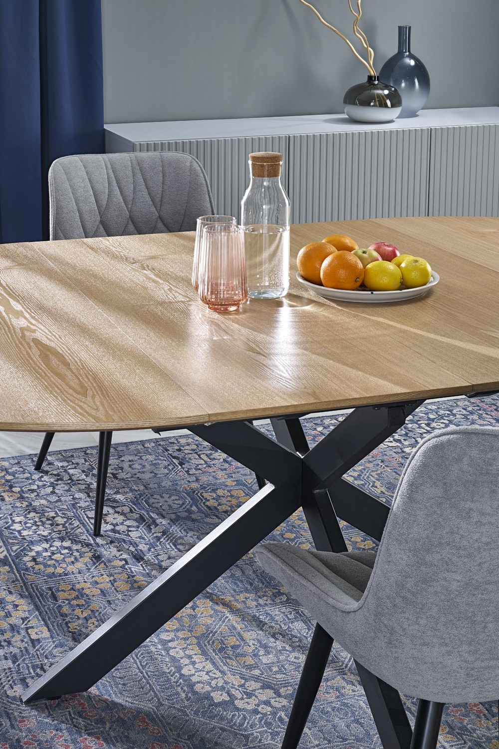 Valgomojo stalas ACORD, 120-200 x 75 cm, ąžuolo/juoda - 4