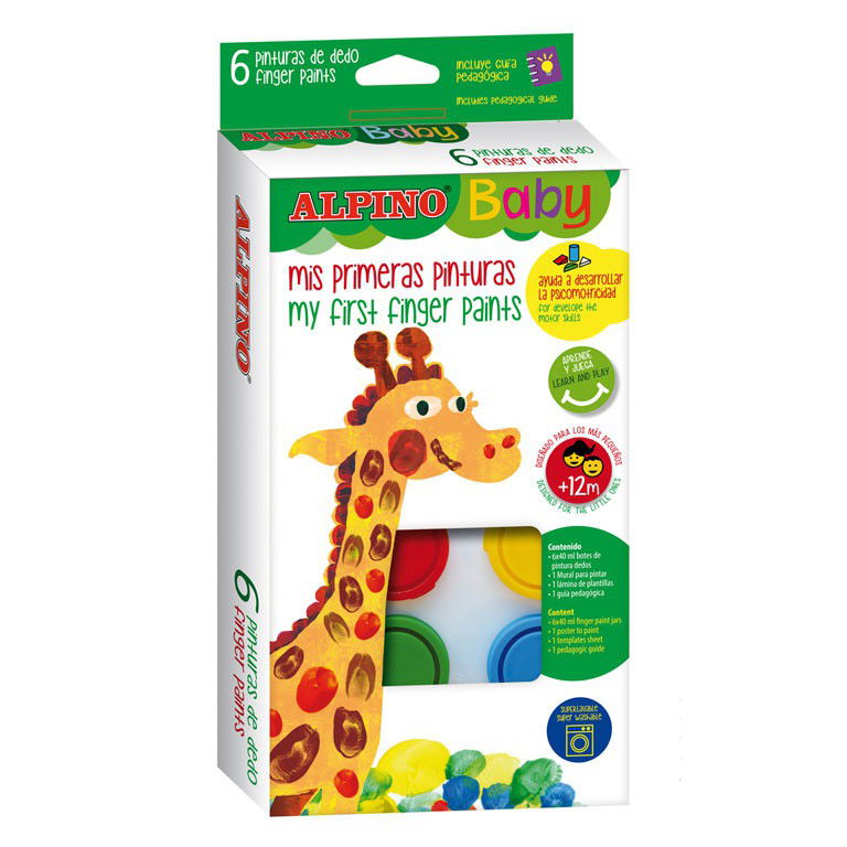 Dažai piešti pirštais ALPINO Baby 6 spalvos