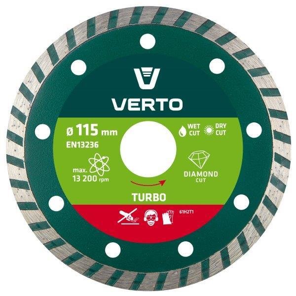 Deimantinis pjovimo diskas VERTO Turbo, 115 mm