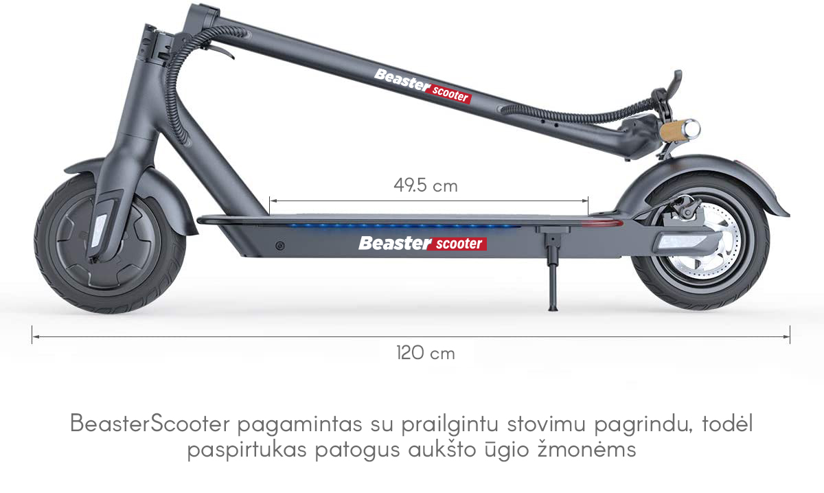 Elektrinis paspirtukas Beaster Scooter BS05W 350 W, 36 V, 8 Ah, baltas - 6