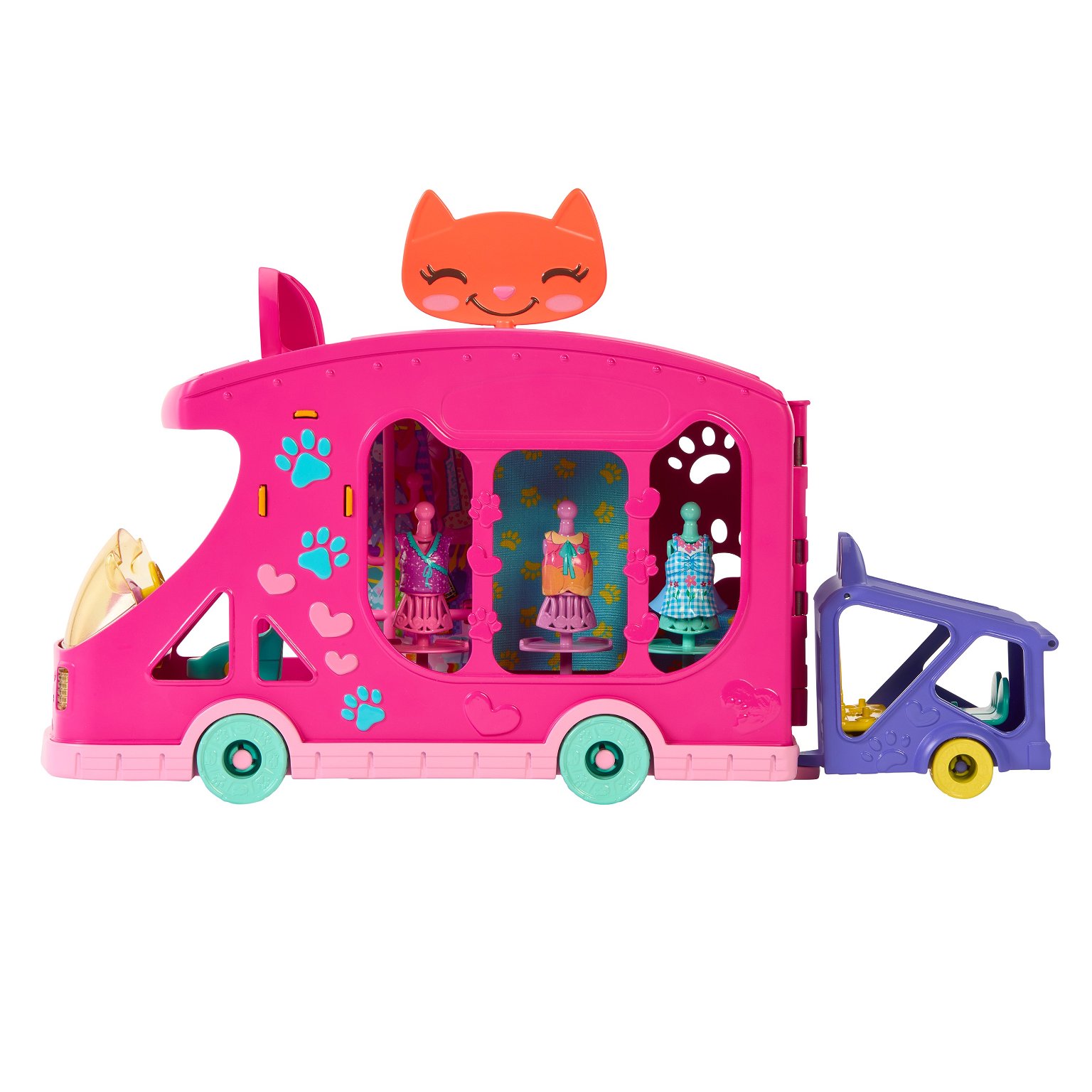 Lėlės Enchantimals Glam Party katytės madų sunkvežimis