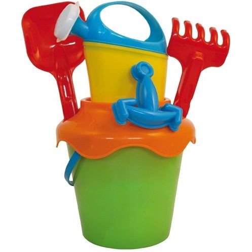 Smėlio žaislų rinkinys, su kibirėliu ir laistytuvu, 18 cm-0