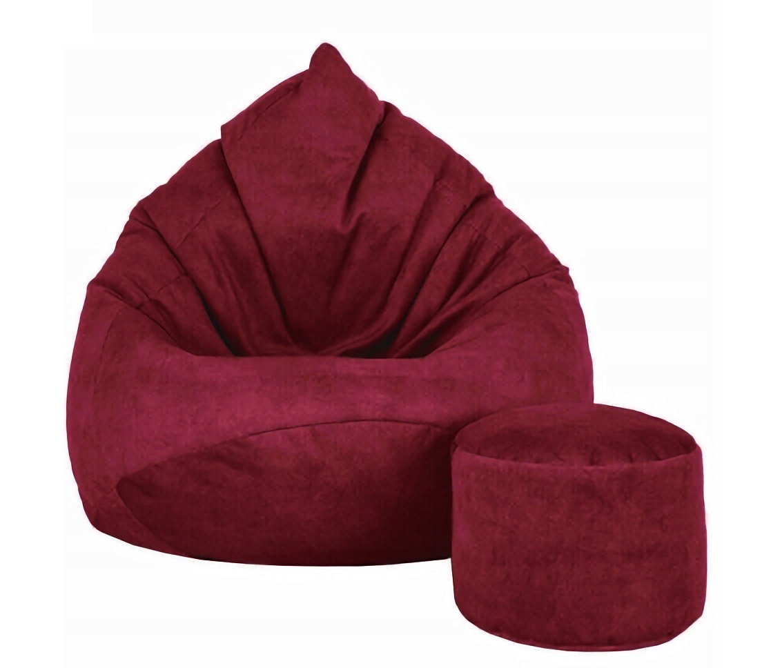 Sėdmaišis su pufu Mega Premium Terra Velour XL, 90x120 cm, bordinis-0