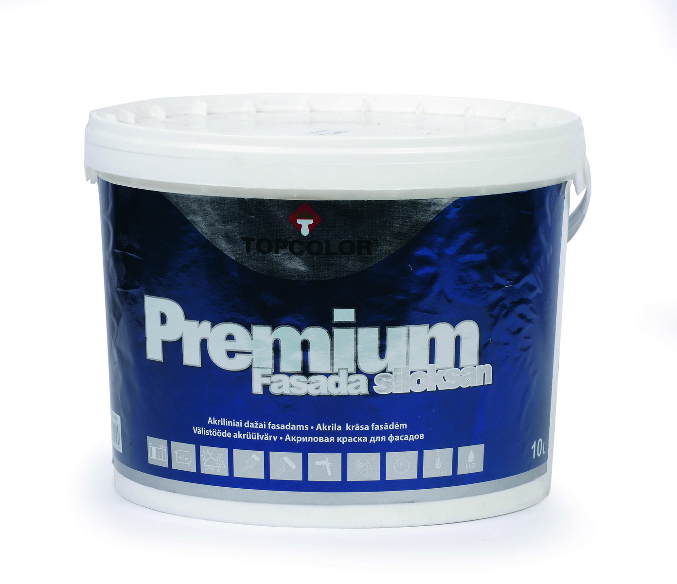 Mineralinių fasadų dažai TOPCOLOR PREMIUM FACADE SILICONE, matiniai, baltos sp., 5 l-0