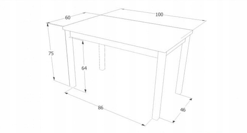 Valgomojo stalas ADAM, 100 x 60 cm - 3