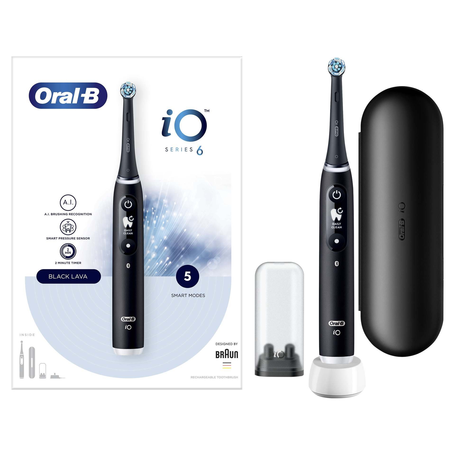 Elektrinis dantų šepetėlis Oral-B iO6, juoda - 2