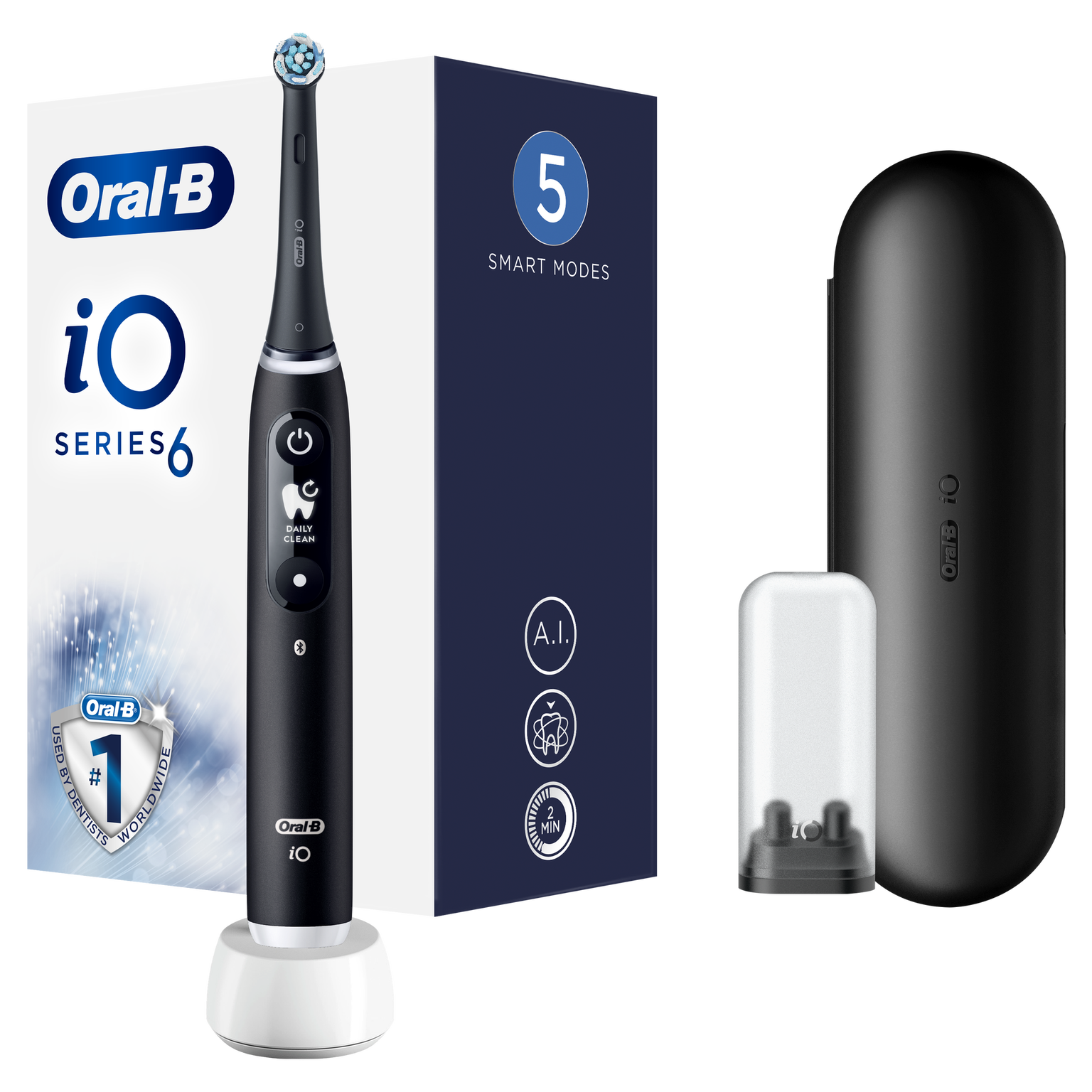 Elektrinis dantų šepetėlis Oral-B iO6, juoda - 1